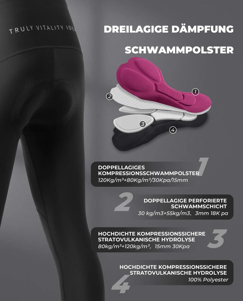 ROCKBROS Damen Winter Fahrradhose Lang Gepolstert Elastisch Atmungsaktiv