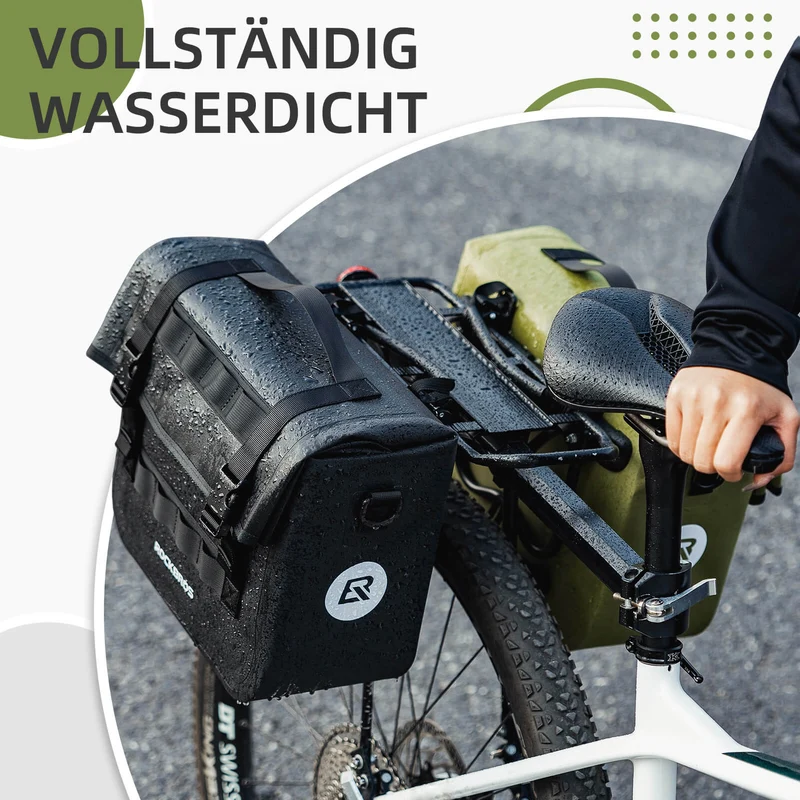 ROCKBROS Wasserdicht Fahrrad Gepäckträgertasche mit Schultergurt hinten 15L