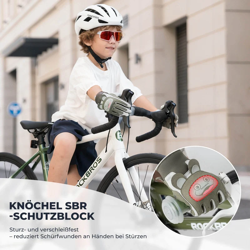 ROCKBROS Kinder Fahrradhandschuhe Atmungsaktiv & Rutschfest Mit SBR-Schutz