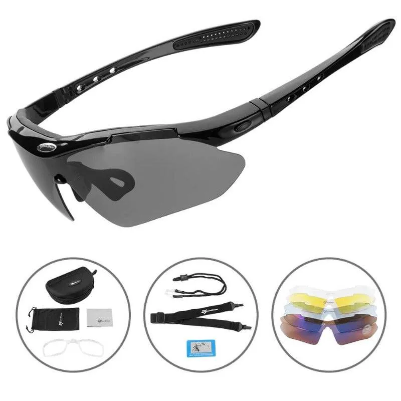 ROCKBROS Fahrradbrille polarisierte Sonnenbrille mit 5 Wechselglasern