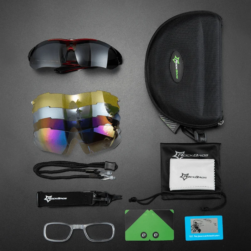 ROCKBROS Fahrradbrille polarisierte Sonnenbrille mit 5 Wechselglasern
