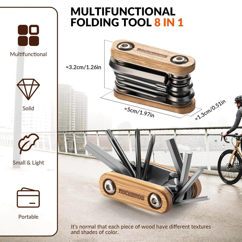 Titanium Bike Multi Tool with Wooden Handle