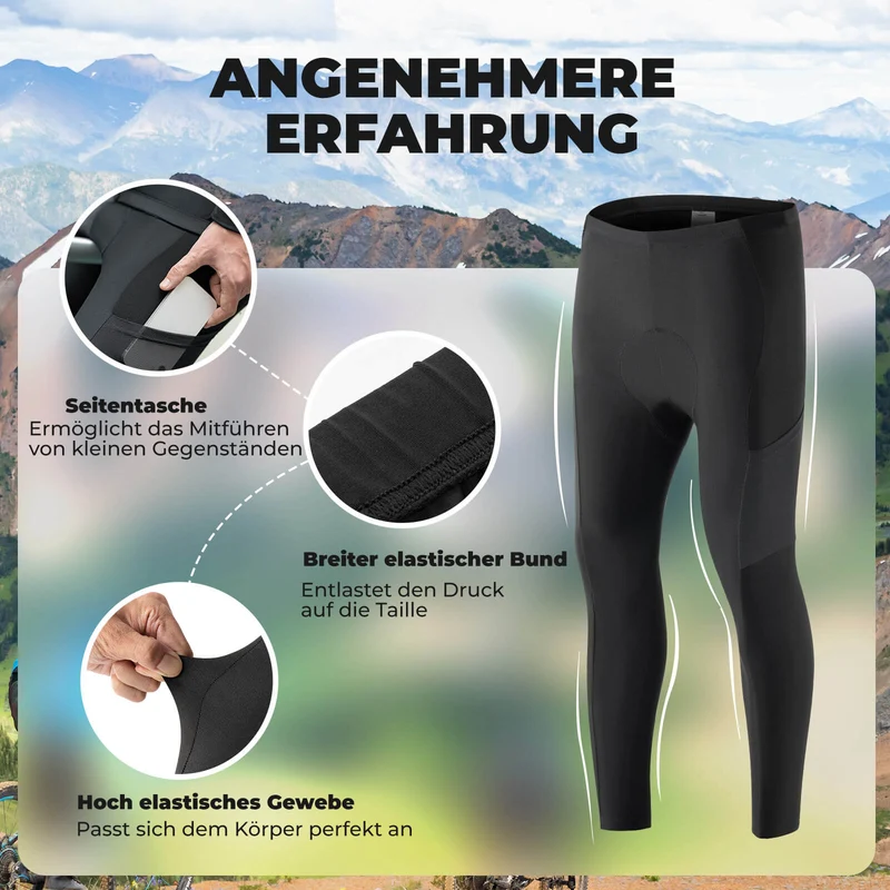 ROCKBROS Herren Fahrradhose Lang Gepolstert Elastisch Atmungsaktiv