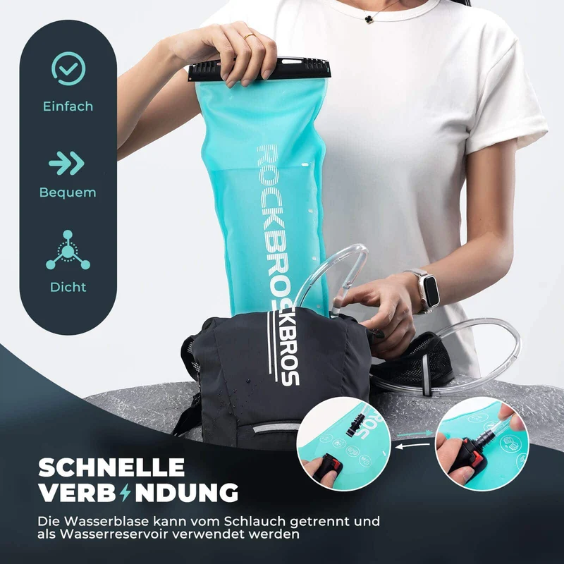 ROCKBROS Trinkblase 2L mit Trinkschlauch Leichte TPU Wasserblase