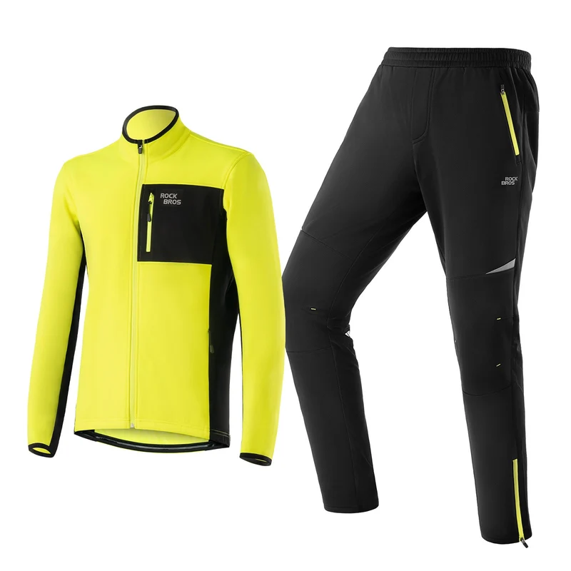ROCKBROS Herren Fahrradjacke & 호스 세트 겨울 Gelb Winddicht 따뜻한 야외 활동