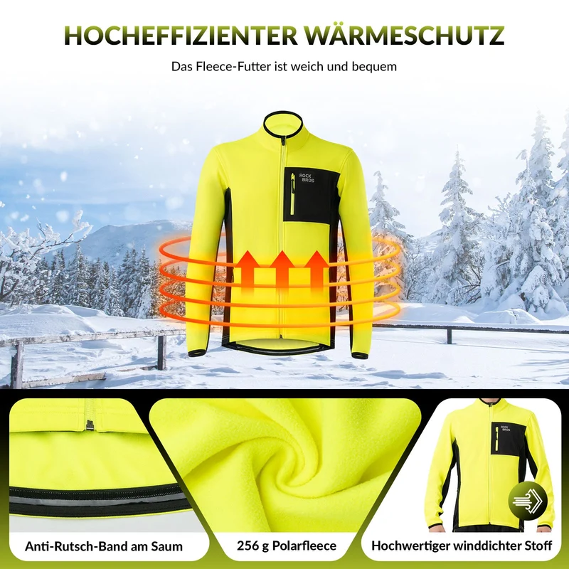 ROCKBROS Herren Fahrradjacke & 호스 세트 겨울 Gelb Winddicht 따뜻한 야외 활동
