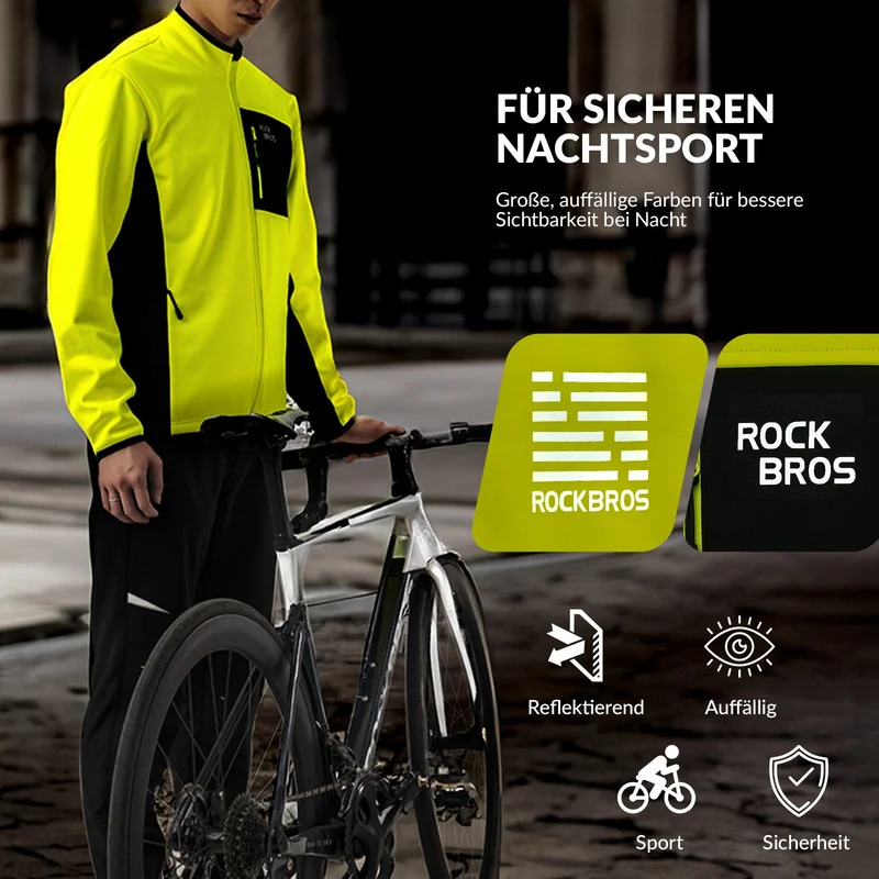 ROCKBROS Herren Fahrradjacke & 호스 세트 겨울 Gelb Winddicht 따뜻한 야외 활동