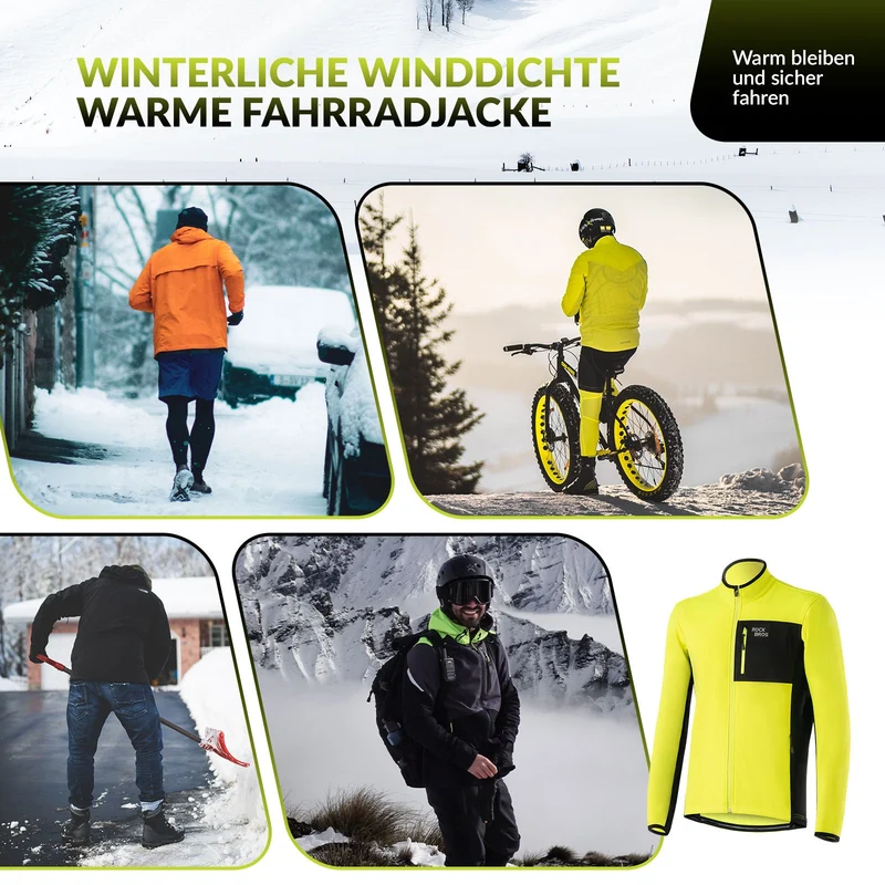 ROCKBROS Herren Fahrradjacke & 호스 세트 겨울 Gelb Winddicht 따뜻한 야외 활동