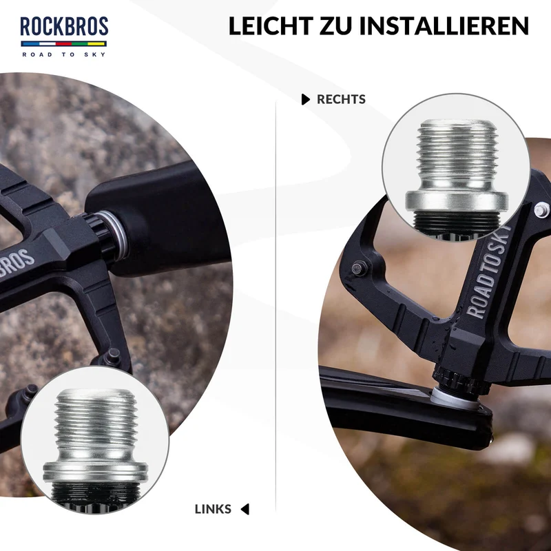 ROAD TO SKY Plattform Fahrradpedale 9/16 Zoll Rutschfest Wasserdicht