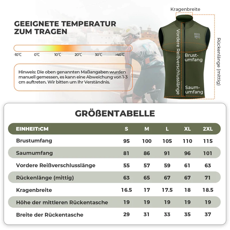 ROAD TO SKY Herren Fahrradjacke ärmellose Weste Laufweste Atmungsaktiv