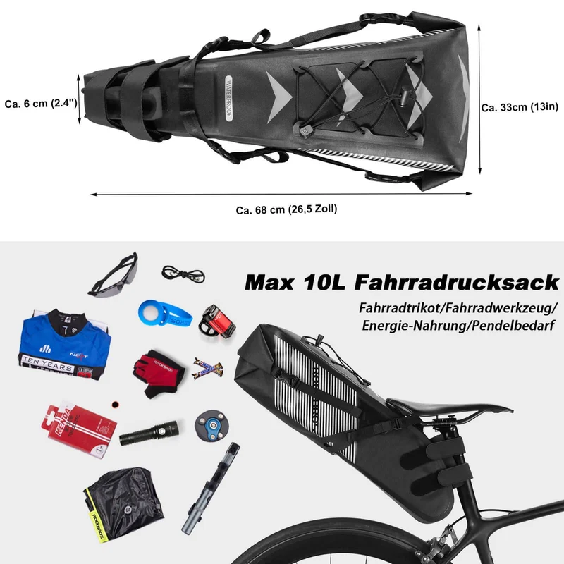 ROCKBROS Fahrrad Satteltasche IPX7 방수 시트타쉐 10L