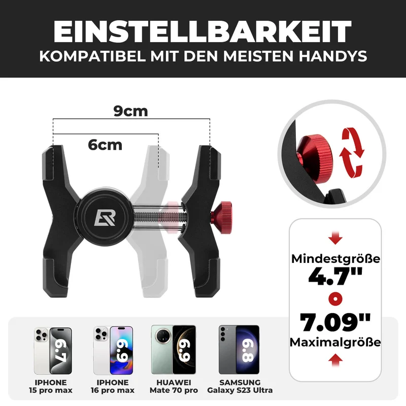 Fahrrad Handyhalterung 180° Drehbar for Handy 4.7~7.09"