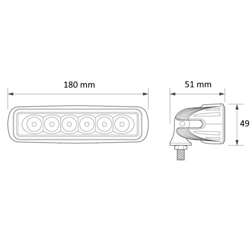 Lange LED-Arbeitsleuchte mit Edelstahlhalterung / 30 W