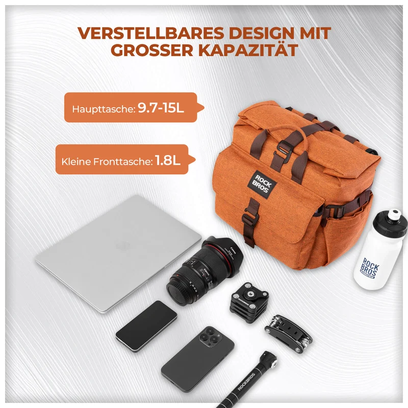 Fahrradtasche Lenkertasche für Brompton 15L+1,8L