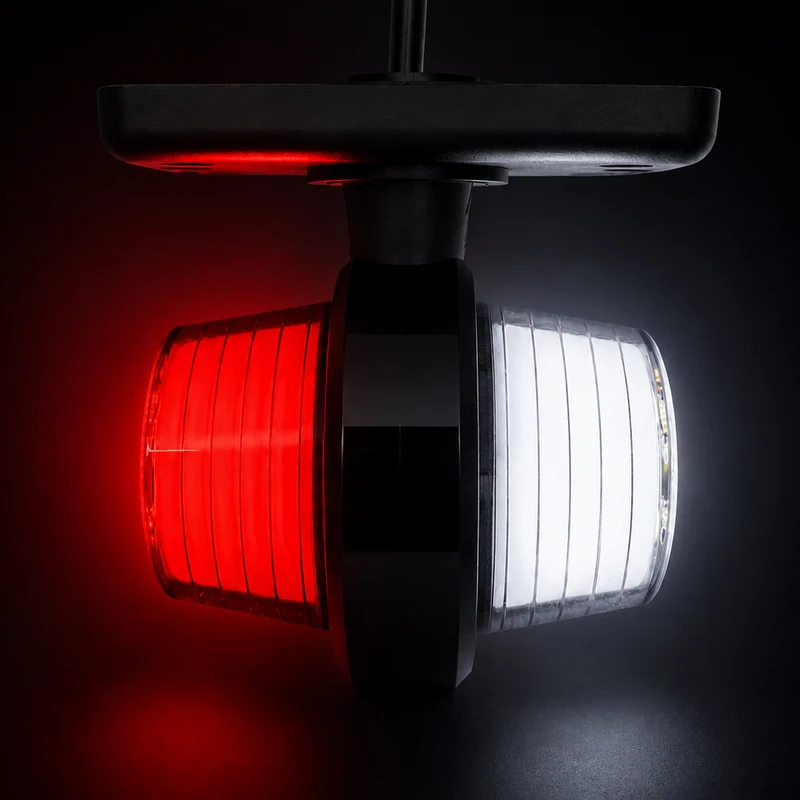 Kurze dänische LED-Markierungsleuchte im Old-School-Stil / Rote und weiße Neonlinse
