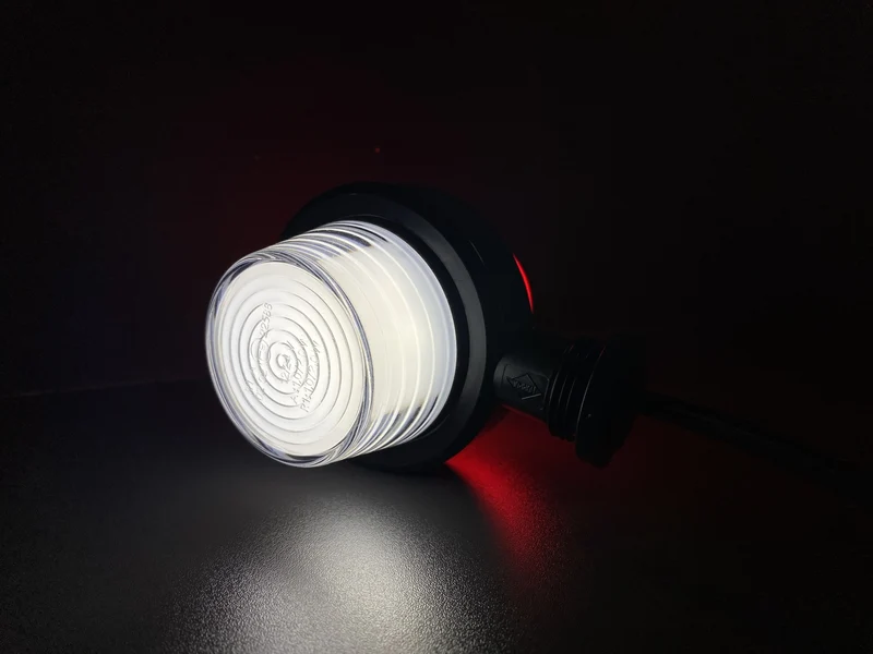 Kurze dänische LED-Markierungsleuchte im Old-School-Stil / Rote und weiße Neonlinse