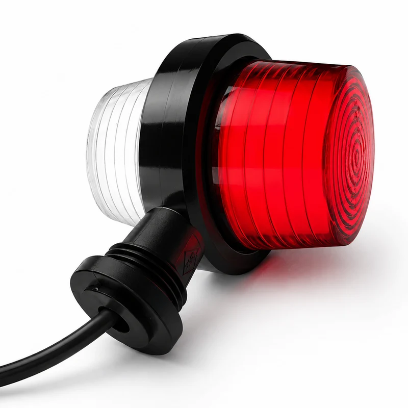 Kurze dänische LED-Markierungsleuchte im Old-School-Stil / Rote und weiße Neonlinse