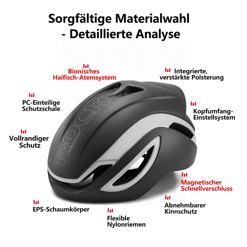 ROCKBROS Fahrradhelm 통합 Rennradhelm Magnetische Schnalle EPS+PC