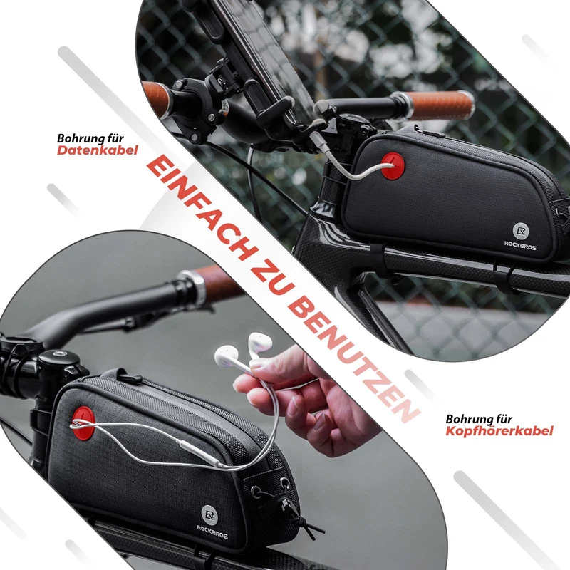 ROCKBROS Fahrrad Rahmentasche 1.3L MTB Oberrohrtasche Schwarz