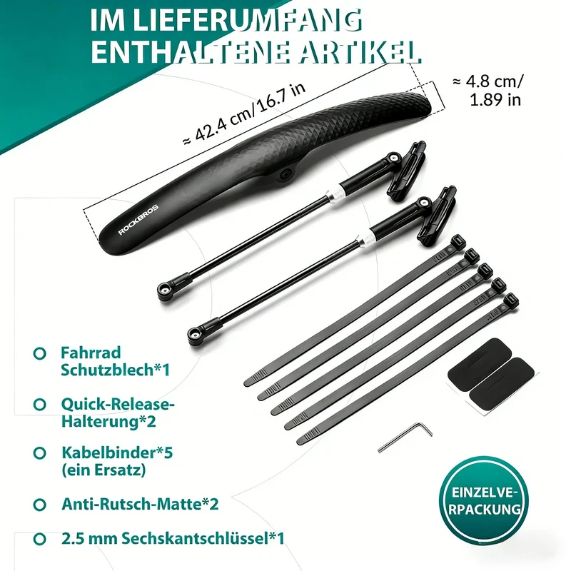 ROCKBROS Rennrad Schutzblech Set für 27,5 Zoll Fahrräder Quick-Release