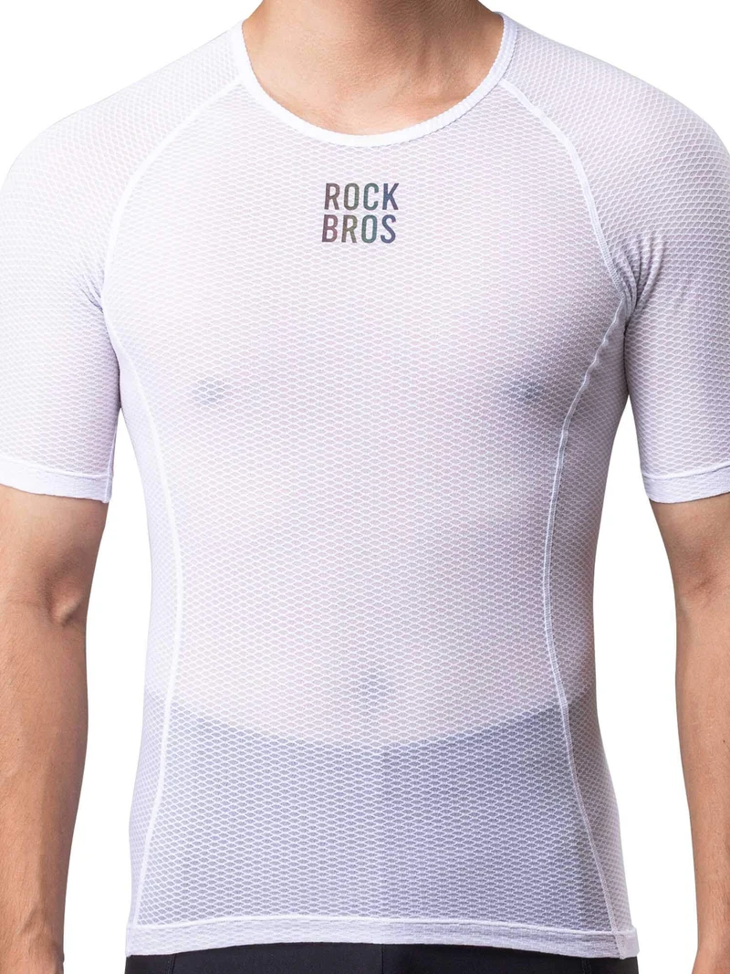 Men's White Short-Sleeve Cycling Base Layer