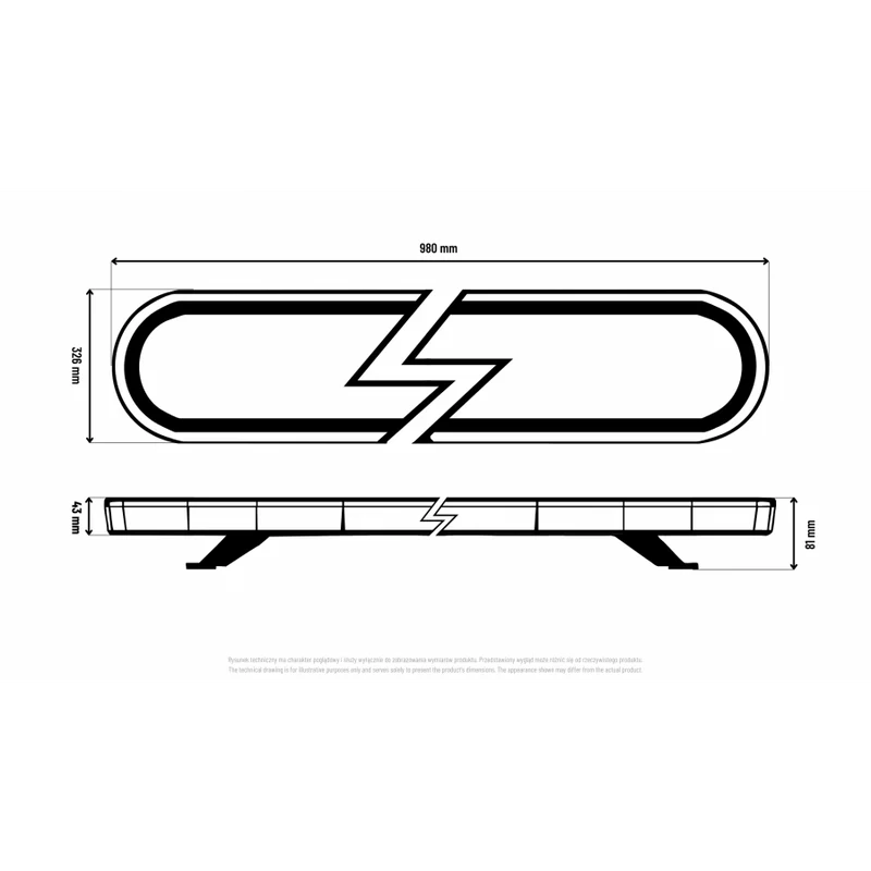 LED Slimline Beacon Dachlichtleiste / 3.3 Fuß / 980 mm