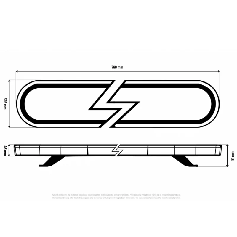 LED Slimline Beacon Dachlichtleiste / 2.5 Fuß / 760 mm