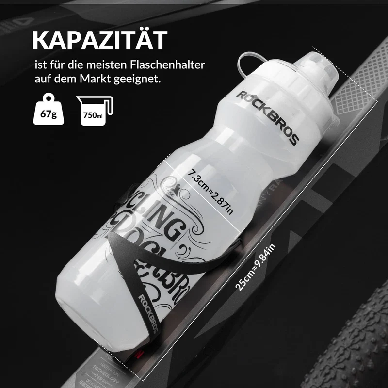 ROCKBROS Sport Trinkflasche 750ml Fahrrad Wasserflasche BPA-Frei