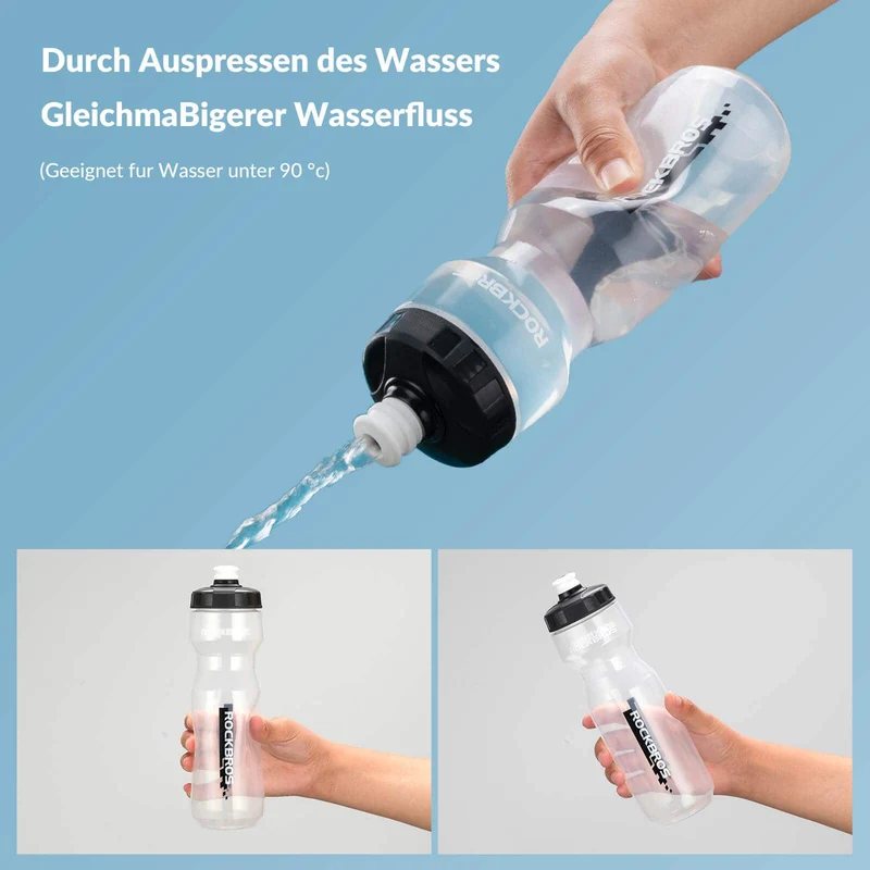 ROCKBROS Sport Trinkflasche 750ml Fahrrad Wasserflasche BPA-Frei