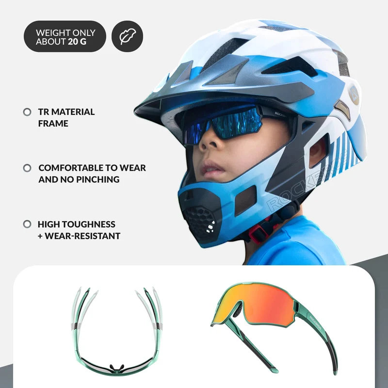 ROCKBROS Kids Polarized Cycling Sunglasses UV400 Bike Glasses