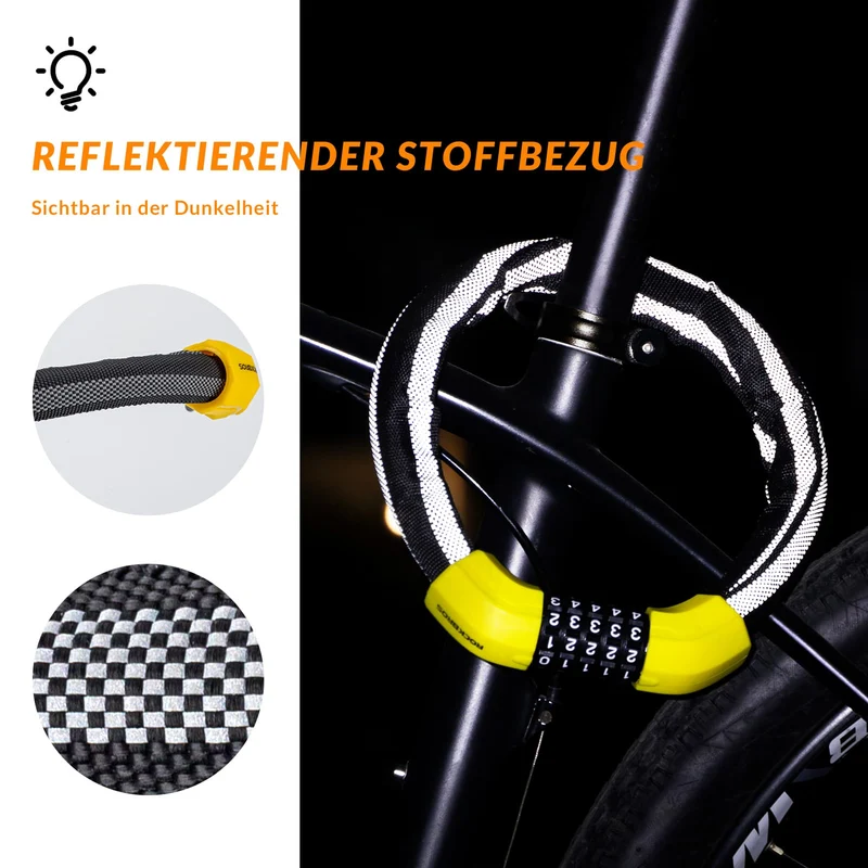 ROCKBROS Fahrradschloss Zahlenschloss 19mm Dickes