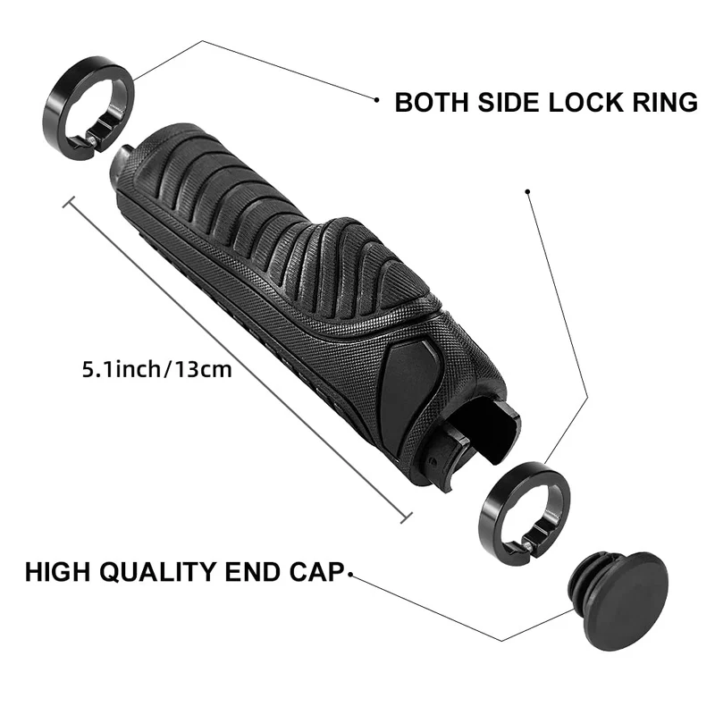 Bike Handle Grips with Double Lock-On Clamps – Aluminum Ends for MTB & BMX