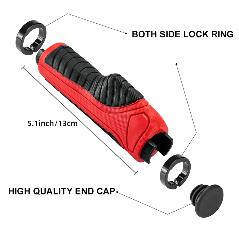 Bike Handle Grips with Double Lock-On Clamps – Aluminum Ends for MTB & BMX