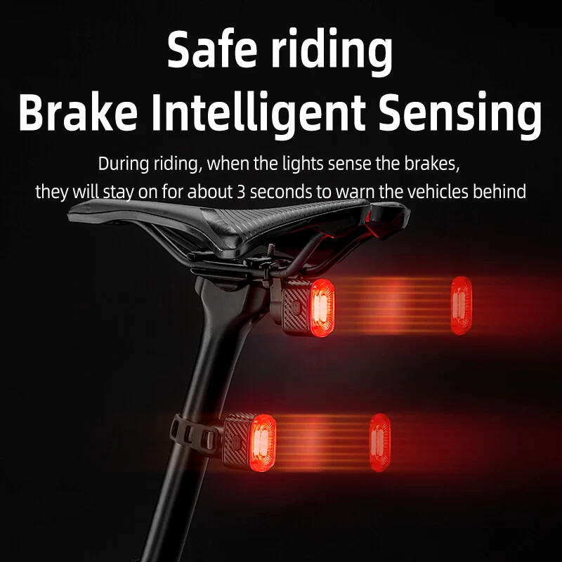 Q2S Smart Bike Tail Light Brake Sensing Bicycle Rear Lights