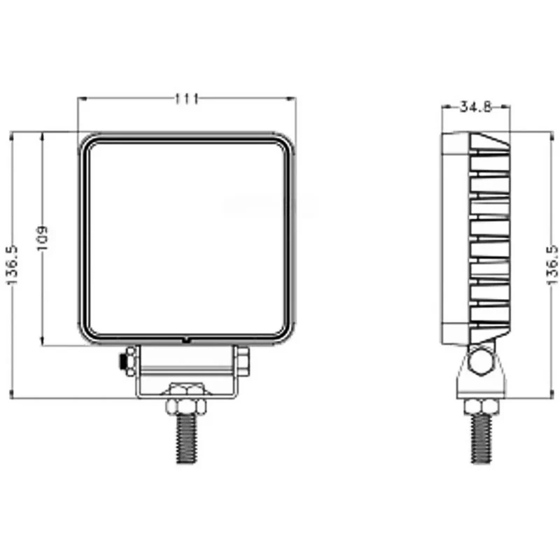 Hochwertige quadratische LED-Arbeitsleuchte mit Edelstahlhalterung / 30 W