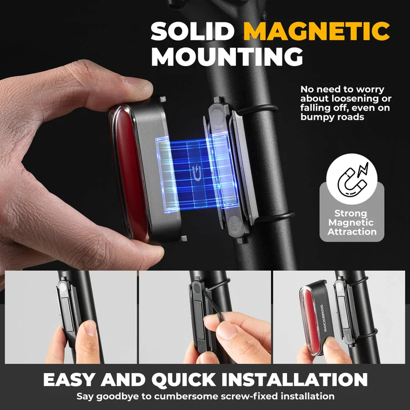 ROCKBROS Magnetic Bike Tail Light Smart Brake Light Bike Waterproof