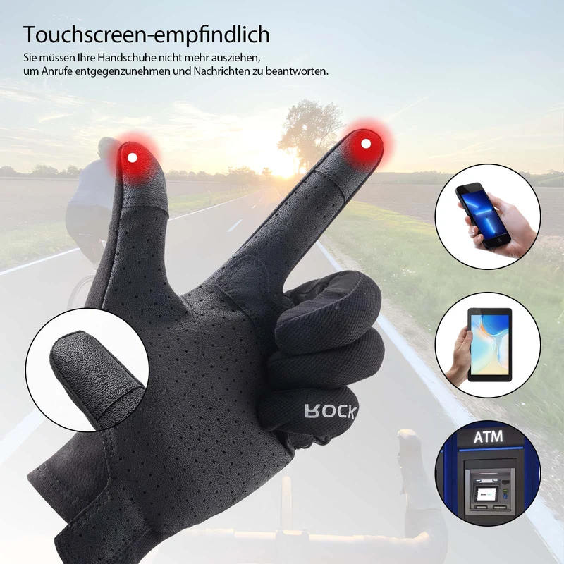 ROCKBROS Radhandschuhe MTB Frühling Herbst Atmungsaktiv Touchscreen Unisex