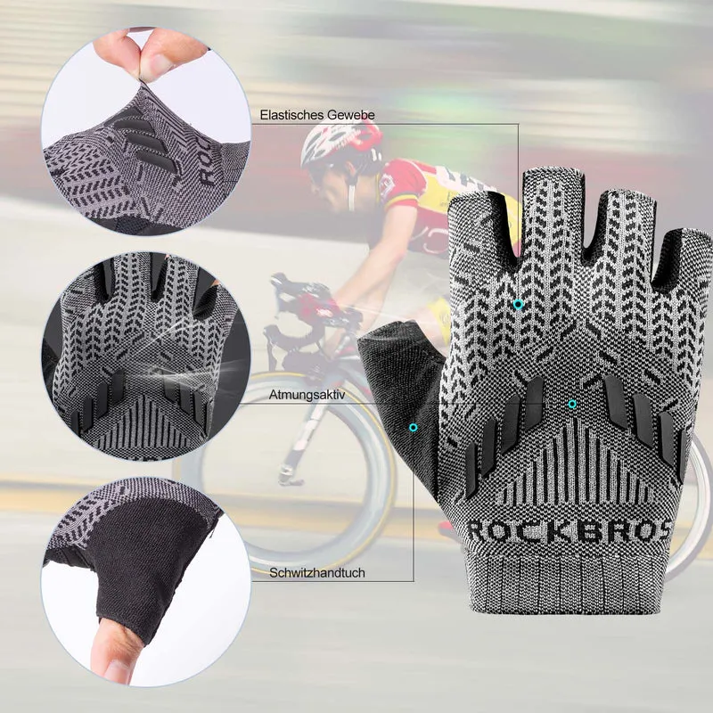 ROCKBROS Half Finger Shock Absorbing Cycling Handschuhe Sommer Herren