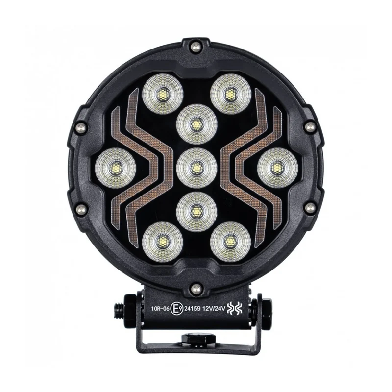 Runde Spider-LED-Arbeitsleuchte mit bernsteinfarbenem Positionslicht