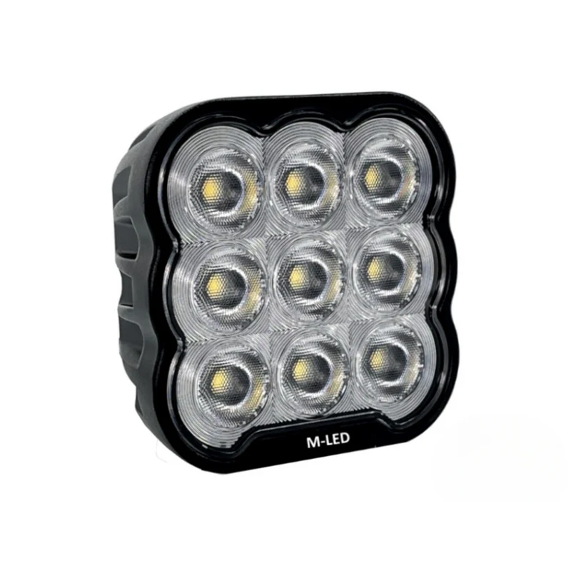Quadratische LED-Arbeitsleuchte mit Edelstahlhalterung / 9xLED / 45W