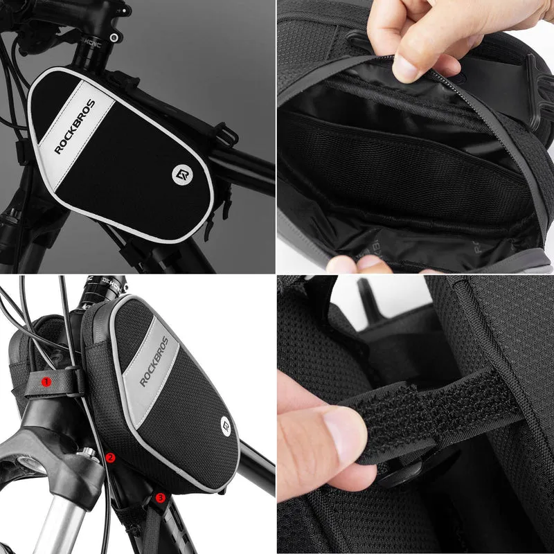 ROCKBROS Fahrrad Rahmentasche mit 360° drehbare Handyhalter 1,5 L BK