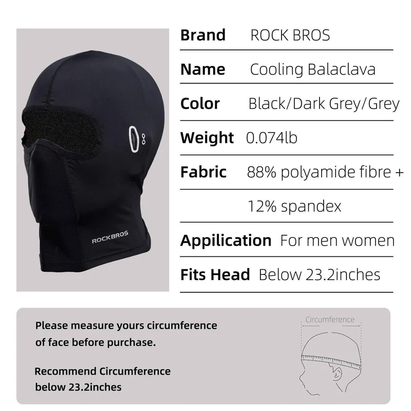 ROCKBROS Sturmhaube Bandana UPF 50+ Elastisch Multifunktionstuch Unisex