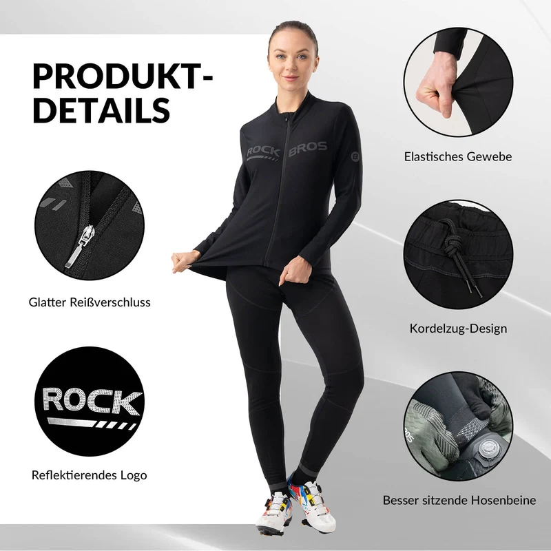 ROCKBROS Fahrrad Jacke & Hose Winter Anzug Sportlich Fahrradbekleidung