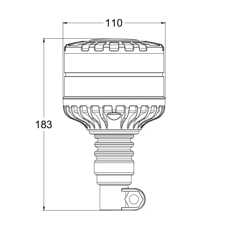 LED-Leuchte mit dunkler Linse und flexiblem DIN-Sockel