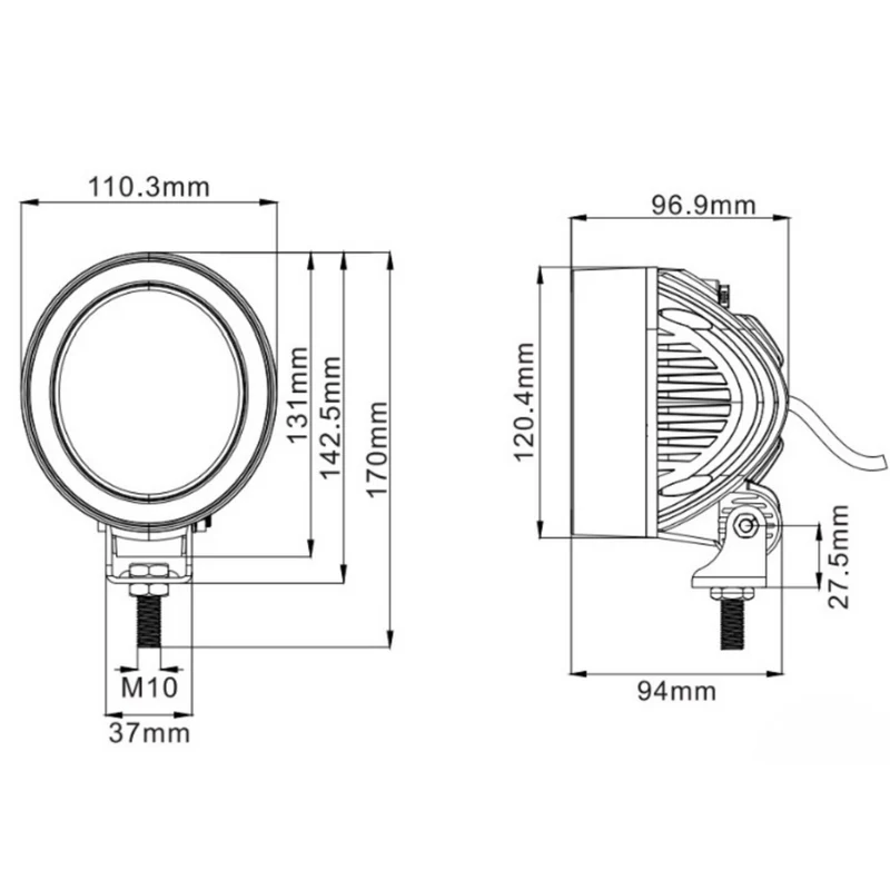 Runde LED-Arbeitsleuchte im John Deere-Stil, 40 W/4000 Lumen