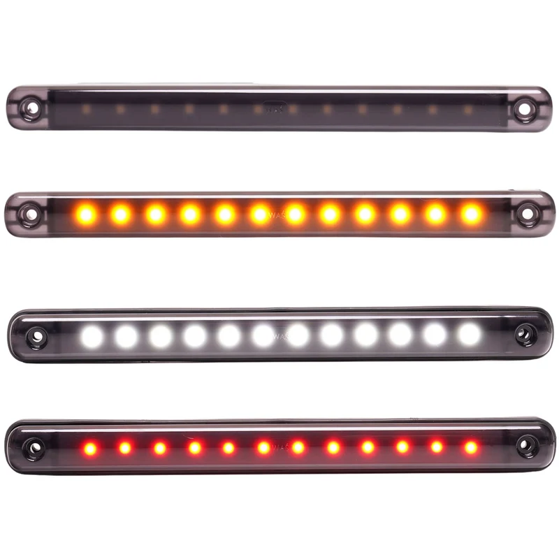 WAS Begrenzungsleuchte, lang, 238 mm, schwarz getönt, dunkle Linse, 12 LED