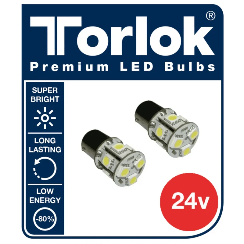 24 V weiße LED-Brems- und Rückleuchten, BAY15D, 2 Stück