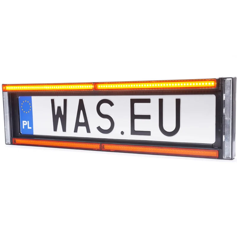 WAS W253 Kennzeichenhalter vorn mit bernsteinfarbenem Blitz und Reflektor
