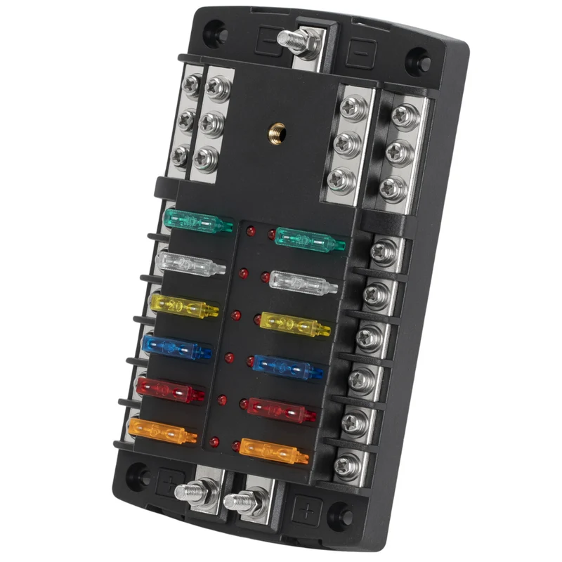 12-Wege-Sicherungskasten mit geteiltem Sicherungskasten, 300 A, Bolzen / 2 x Plus- und 1 x Minus-Sammelschiene
