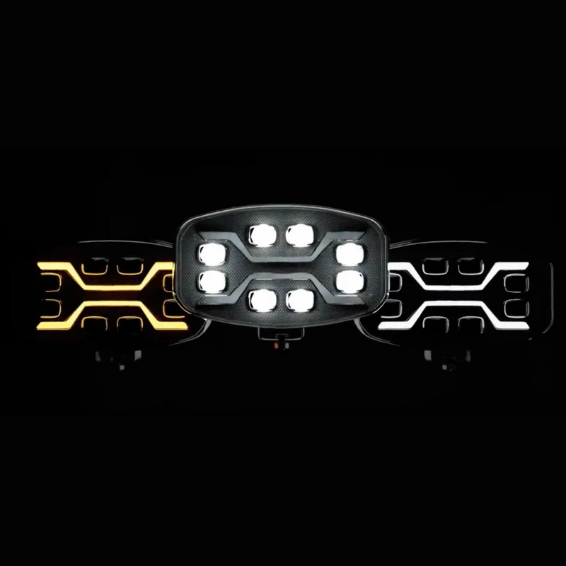 Dunkler X-Spider LED-Scheinwerfer mit weißem Tagfahrlicht und Stroboskopfunktion / 9"